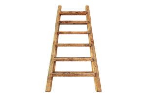 Wooden ladder isolated on a transparent background. Rustic, vintage, and handcrafted with sturdy steps. Ideal for decoration, farm, or garden use. png