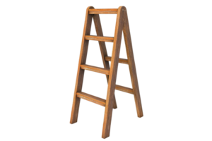Wooden step ladder isolated on transparent background. Essential tool for home improvement and maintenance tasks. Safe and sturdy for various projects. png