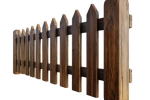 Vintage wooden fence with a simplistic design, perfect for rustic or countryside settings. Ideal for architectural or landscaping projects. png
