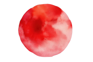 Watercolor red circle painting with soft gradient hues. Abstract art with a blend of red and white shades for creative design projects. png