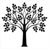Elegant Tree Silhouette with Leafy Branches and Balanced Canopy vector