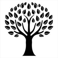 Bold Tree Silhouette with Dense Leafy Canopy Design vector
