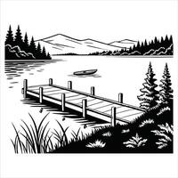 Enchanting Forest and Lake Scene Clipart Design vector