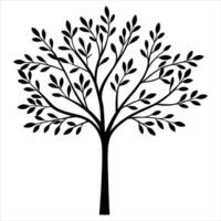 Minimalist Tree Silhouette with Delicate Leaves and Slender Trunk vector