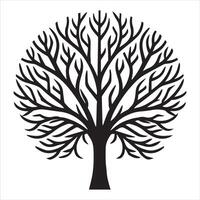 Symmetrical Tree Silhouette with Dense Branch Pattern Nature Inspired Design vector