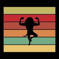 Retro Vizsla Dog Silhouette at Sunset vector