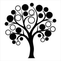 Abstract Tree Silhouette with Circular and Leaf Motif Design vector