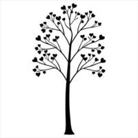 Minimalist Tree Silhouette with Small Leaves and Tall Trunk vector