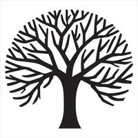 Rounded Tree Silhouette with Dense Branch and Canopy Structure vector
