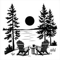 Scenic Nature View Lake and Forest Clipart Design vector