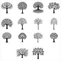 Tree Silhouette Collection with Diverse Designs and Styles vector