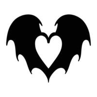Bat with Heart Wings for a Gothic Romantic Style vector