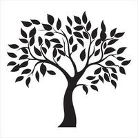 Flowing Tree Silhouette with Asymmetrical Leafy Design vector