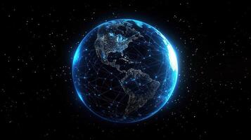 A 3D Digital Representation of Earth with a Network of Connections photo