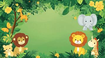 Jungle Animals Border with Copy Space photo
