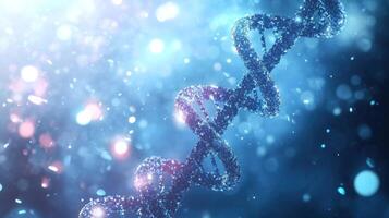 Blue DNA Strand with Bokeh Lights photo