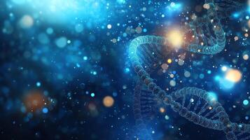 A Blue and Glittering DNA Double Helix photo