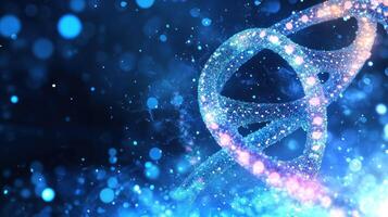 Abstract Representation of a DNA Double Helix with Sparkling Blue and Pink Lights photo