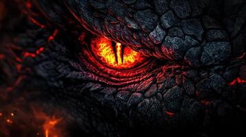 Close-up of a Fiery Dragon Eye with Lava-Like Texture photo