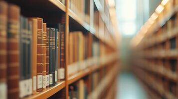 Close-up of Books on a Shelf in a Library photo
