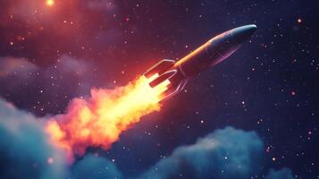 Rocket Launching Through a Starry Night Sky photo