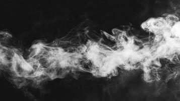 Abstract Swirling White Smoke on Black Background photo