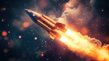 Rocket Launch Through Cosmic Clouds photo