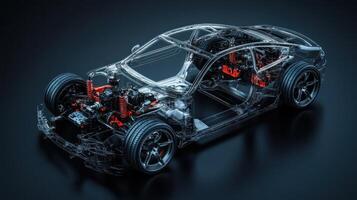 Transparent X-Ray View of a Modern Car Chassis photo