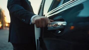 Man in a Suit Opening a Car Door photo