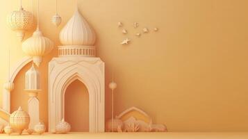 Islamic-Inspired 3D Render with Lanterns and Archway photo
