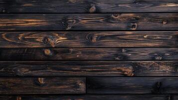 Dark Wooden Planks with Knots and Grain Patterns photo