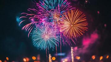 Colorful Fireworks Display Against a Dark Night Sky photo