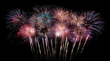 Colorful Fireworks Display in the Night Sky photo