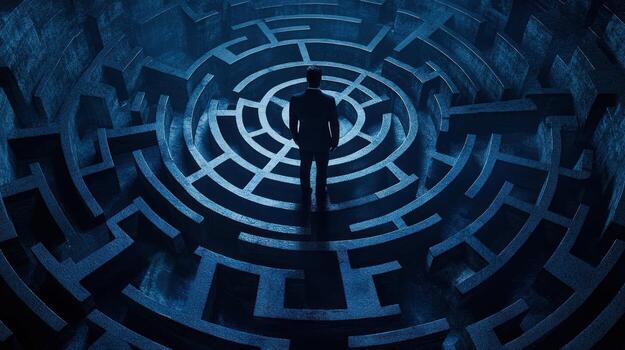 A Man Stands In The Center Of A Labyrinth photo