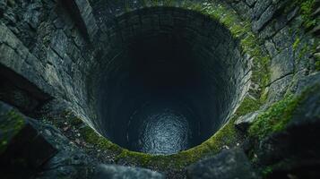 Looking Down Into a Stone Well With Water photo