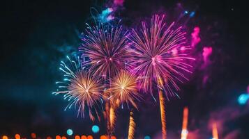 Colorful Fireworks Display Illuminating the Night Sky photo