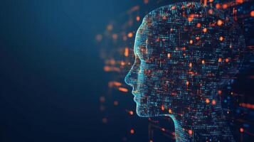 Digital Human Profile Constructed from Binary Code photo