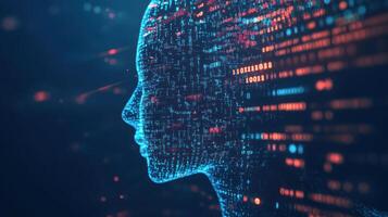 Digital Human Profile Composed of Binary Code photo