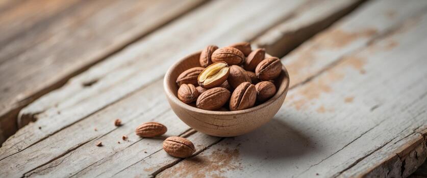 close up shot of milled cola nut on a rustic wooden surface with copy space image place for adding text or design photo