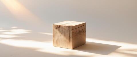 Wooden Square Block Illuminated By Sunlight photo