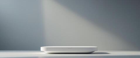 Gray background for product presentation with beautiful lights and shadows. photo
