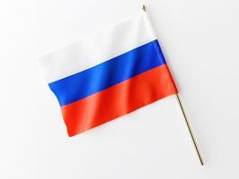 Russian flag waving proudly against a plain background, symbolizing national identity and pride photo