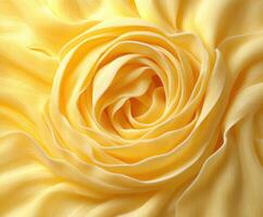 Beautiful yellow rose flower from pasta with delicate petals arranged in a spiral pattern, showcasing fine details and textures photo