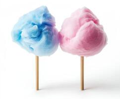 Colorful cotton candy confections ready to delight at a fair or carnival setting in bright, fluffy textures photo