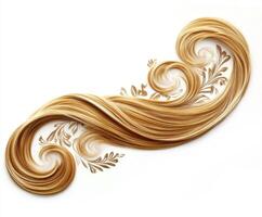 Elegant golden hair styling with intricate floral design creating a captivating visual effect photo