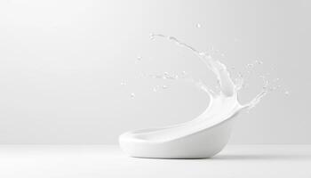 close up of refreshing splash of liquid from white bowl, creating dynamic and clean visual photo