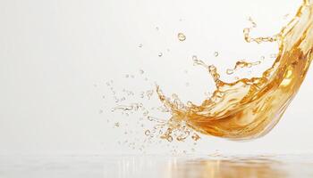 close up of refreshing water splash, showcasing dynamic movement and clarity. golden hue adds vibrant touch to scene photo
