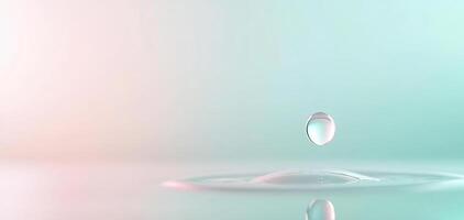 minimalist photo of single water droplet hovering above smooth surface, creating serene and tranquil atmosphere