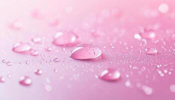 Delicate pink water droplets scattered on soft surface create serene atmosphere photo