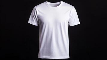 Plain white t shirt on clean background, perfect for casual wear or layering. Ideal for branding or personal use, showcasing simplicity and versatility photo